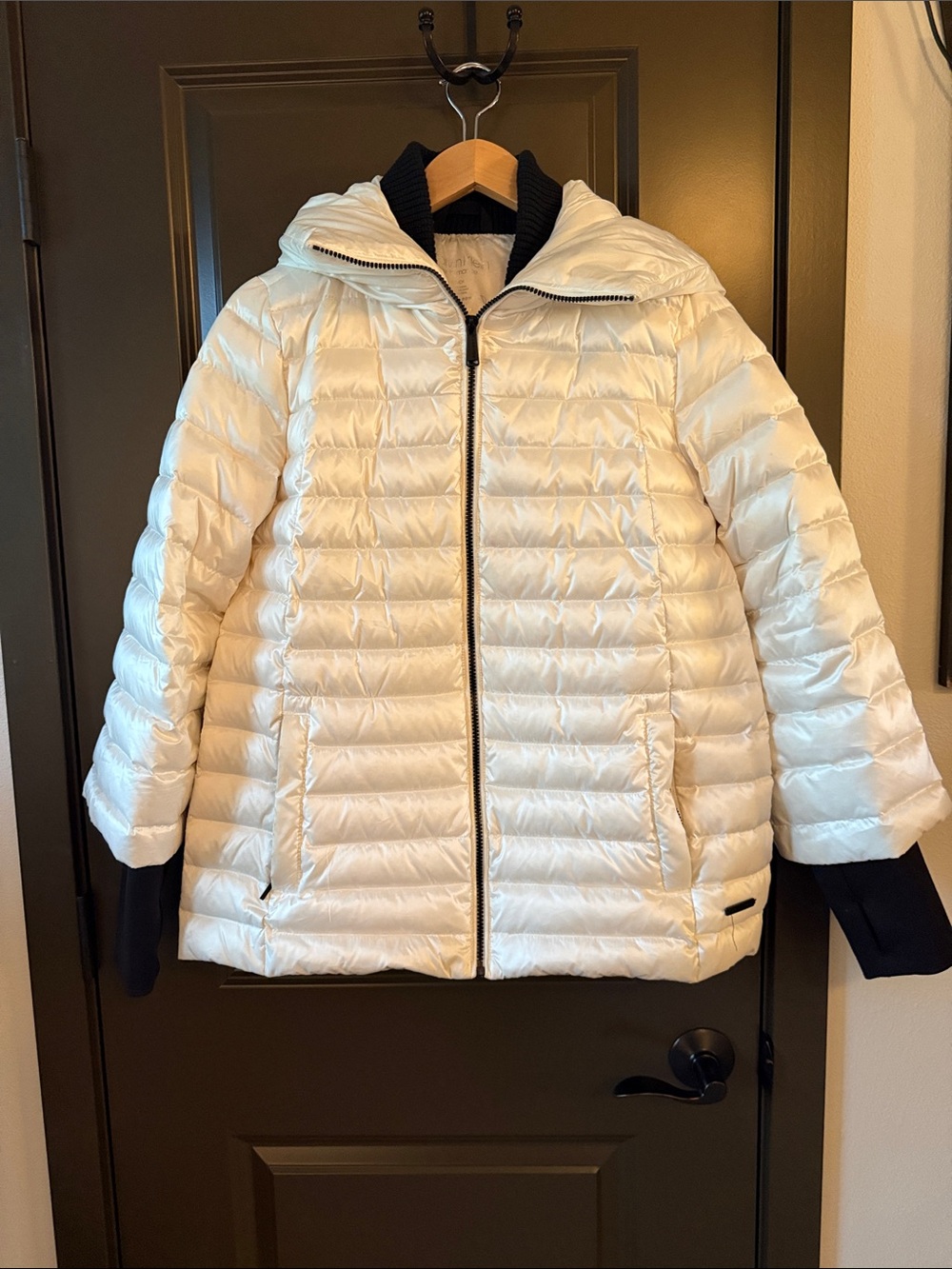 Calvin Klein Performance White Quilted Hooded Puffer Jacket